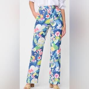 J. MCLAUGHLIN Broderick Tropical Floral Reef Wide Leg Pants Size 6